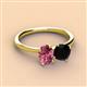 3 - Tanya Oval Shape Pink Tourmaline & Cushion Shape Black Onyx 2 Stone Duo Ring 