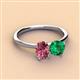 3 - Tanya Oval Shape Pink Tourmaline & Cushion Shape Emerald 2 Stone Duo Ring 