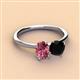 3 - Tanya Oval Shape Pink Tourmaline & Cushion Shape Black Onyx 2 Stone Duo Ring 
