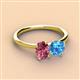 3 - Tanya Oval Shape Pink Tourmaline & Cushion Shape Blue Topaz 2 Stone Duo Ring 