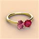3 - Tanya Oval Shape Pink Tourmaline & Cushion Shape Ruby 2 Stone Duo Ring 
