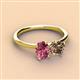 3 - Tanya Oval Shape Pink Tourmaline & Cushion Shape Smoky Quartz 2 Stone Duo Ring 