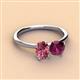 3 - Tanya Oval Shape Pink Tourmaline & Cushion Shape Rhodolite Garnet 2 Stone Duo Ring 