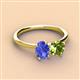 3 - Tanya Oval Shape Tanzanite & Cushion Shape Peridot 2 Stone Duo Ring 