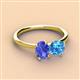 3 - Tanya Oval Shape Tanzanite & Cushion Shape Blue Topaz 2 Stone Duo Ring 