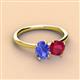 3 - Tanya Oval Shape Tanzanite & Cushion Shape Ruby 2 Stone Duo Ring 