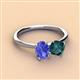3 - Tanya Oval Shape Tanzanite & Cushion Shape London Blue Topaz 2 Stone Duo Ring 