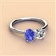 3 - Tanya Oval Shape Tanzanite & Cushion Shape Forever One Moissanite 2 Stone Duo Ring 