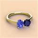 3 - Tanya Oval Shape Tanzanite & Cushion Shape Blue Sapphire 2 Stone Duo Ring 