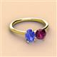 3 - Tanya Oval Shape Tanzanite & Cushion Shape Rhodolite Garnet 2 Stone Duo Ring 
