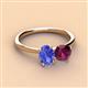 3 - Tanya Oval Shape Tanzanite & Cushion Shape Rhodolite Garnet 2 Stone Duo Ring 
