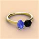 3 - Tanya Oval Shape Tanzanite & Cushion Shape Black Onyx 2 Stone Duo Ring 