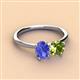 3 - Tanya Oval Shape Tanzanite & Cushion Shape Peridot 2 Stone Duo Ring 