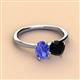 3 - Tanya Oval Shape Tanzanite & Cushion Shape Black Onyx 2 Stone Duo Ring 
