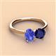 3 - Tanya Oval Shape Tanzanite & Cushion Shape Blue Sapphire 2 Stone Duo Ring 