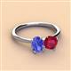 3 - Tanya Oval Shape Tanzanite & Cushion Shape Ruby 2 Stone Duo Ring 
