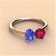 3 - Tanya Oval Shape Tanzanite & Cushion Shape Ruby 2 Stone Duo Ring 