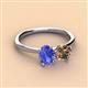 3 - Tanya Oval Shape Tanzanite & Cushion Shape Smoky Quartz 2 Stone Duo Ring 