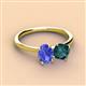 3 - Tanya Oval Shape Tanzanite & Cushion Shape London Blue Topaz 2 Stone Duo Ring 