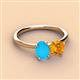 3 - Tanya Oval Shape Turquoise & Cushion Shape Citrine 2 Stone Duo Ring 