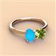 3 - Tanya Oval Shape Turquoise & Cushion Shape Peridot 2 Stone Duo Ring 