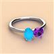 3 - Tanya Oval Shape Turquoise & Cushion Shape Amethyst 2 Stone Duo Ring 