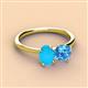 3 - Tanya Oval Shape Turquoise & Cushion Shape Blue Topaz 2 Stone Duo Ring 