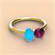 3 - Tanya Oval Shape Turquoise & Cushion Shape Rhodolite Garnet 2 Stone Duo Ring 