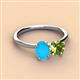 3 - Tanya Oval Shape Turquoise & Cushion Shape Peridot 2 Stone Duo Ring 