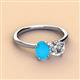 3 - Tanya Oval Shape Turquoise & Cushion Shape Forever One Moissanite 2 Stone Duo Ring 