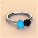 3 - Tanya Oval Shape Turquoise & Cushion Shape Black Onyx 2 Stone Duo Ring 