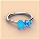 3 - Tanya Oval Shape Turquoise & Cushion Shape Blue Topaz 2 Stone Duo Ring 