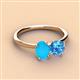 3 - Tanya Oval Shape Turquoise & Cushion Shape Blue Topaz 2 Stone Duo Ring 