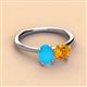3 - Tanya Oval Shape Turquoise & Cushion Shape Citrine 2 Stone Duo Ring 