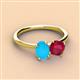 3 - Tanya Oval Shape Turquoise & Cushion Shape Ruby 2 Stone Duo Ring 