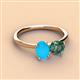 3 - Tanya Oval Shape Turquoise & Cushion Shape Lab Created Alexandrite 2 Stone Duo Ring 