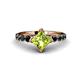 1 - Alicia Princess Cut Peridot and Black Diamond Engagement Ring 