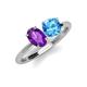 4 - Tanya Oval Shape Amethyst & Cushion Shape Blue Topaz 2 Stone Duo Ring 