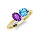 4 - Tanya Oval Shape Amethyst & Cushion Shape Blue Topaz 2 Stone Duo Ring 