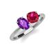 4 - Tanya Oval Shape Amethyst & Cushion Shape Ruby 2 Stone Duo Ring 