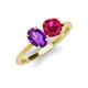 4 - Tanya Oval Shape Amethyst & Cushion Shape Ruby 2 Stone Duo Ring 