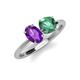 4 - Tanya Oval Shape Amethyst & Cushion Shape Lab Created Alexandrite 2 Stone Duo Ring 