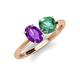 4 - Tanya Oval Shape Amethyst & Cushion Shape Lab Created Alexandrite 2 Stone Duo Ring 