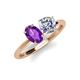 4 - Tanya Oval Shape Amethyst & Cushion Shape Forever Brilliant Moissanite 2 Stone Duo Ring 