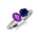 4 - Tanya Oval Shape Amethyst & Cushion Shape Blue Sapphire 2 Stone Duo Ring 