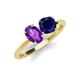 4 - Tanya Oval Shape Amethyst & Cushion Shape Blue Sapphire 2 Stone Duo Ring 