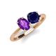 4 - Tanya Oval Shape Amethyst & Cushion Shape Blue Sapphire 2 Stone Duo Ring 