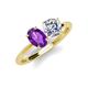 4 - Tanya Oval Shape Amethyst & Cushion Shape GIA Certified Diamond 2 Stone Duo Ring 