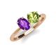 4 - Tanya Oval Shape Amethyst & Cushion Shape Peridot 2 Stone Duo Ring 