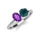 4 - Tanya Oval Shape Amethyst & Cushion Shape London Blue Topaz 2 Stone Duo Ring 